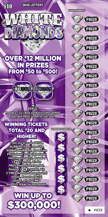 White Diamonds scratchcard - game number #1036 - front
