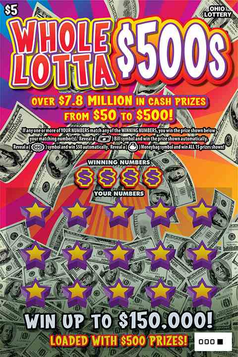 Whole Lotta $500s scratchcard - game number #708 - front