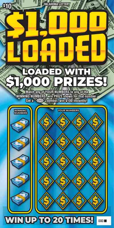 $1,000 Loaded scratchcard - game number #792 - front