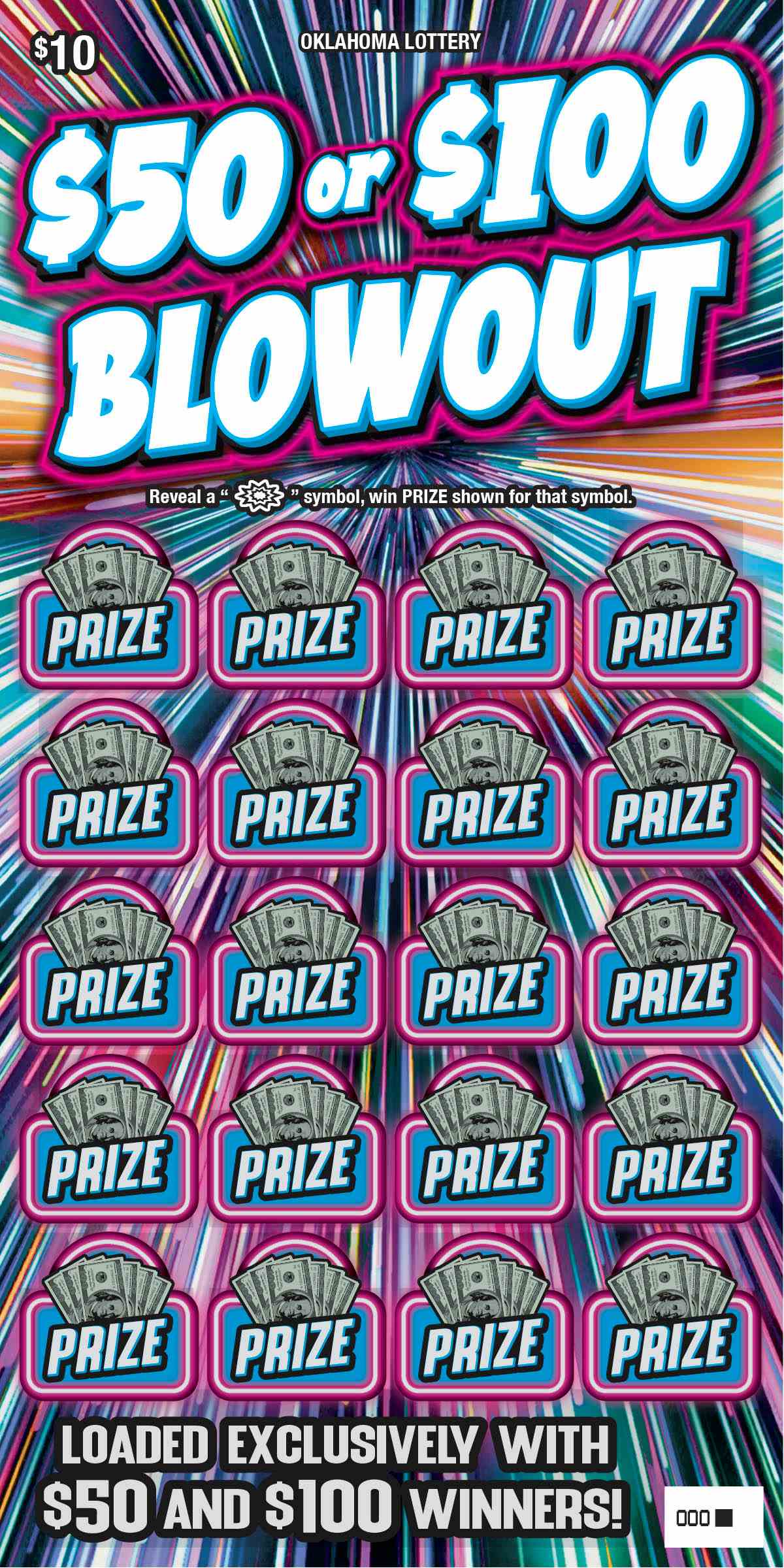 $50 Or $100 Blowout scratchcard - game number #751 - front