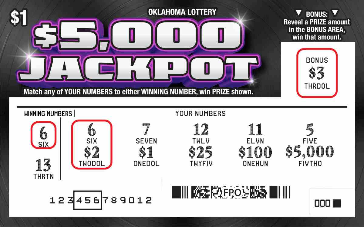 $5,000 Jackpot scratchcard - game number #790 - front-scratched