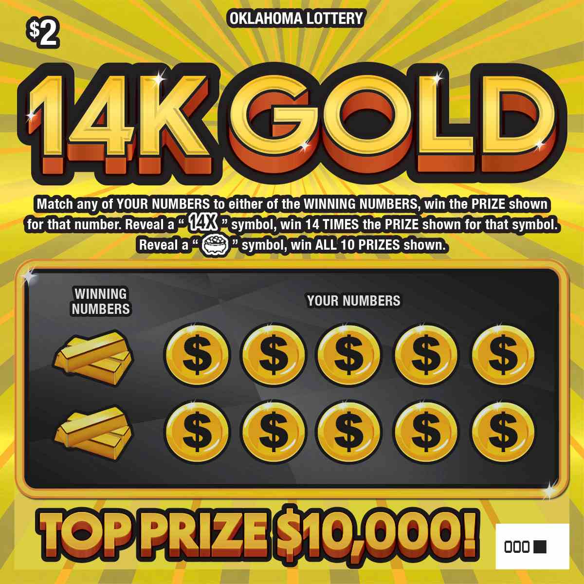 14K Gold scratchcard - game number #853 - front