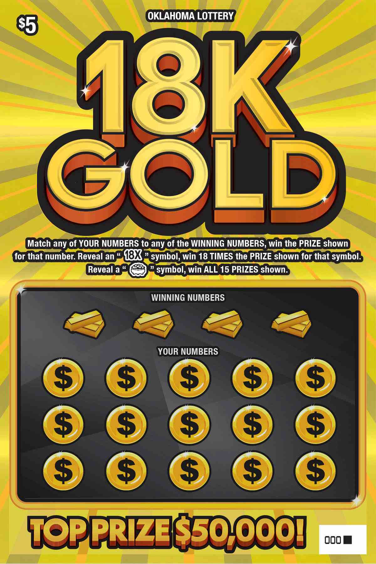 18K Gold scratchcard - game number #854 - front