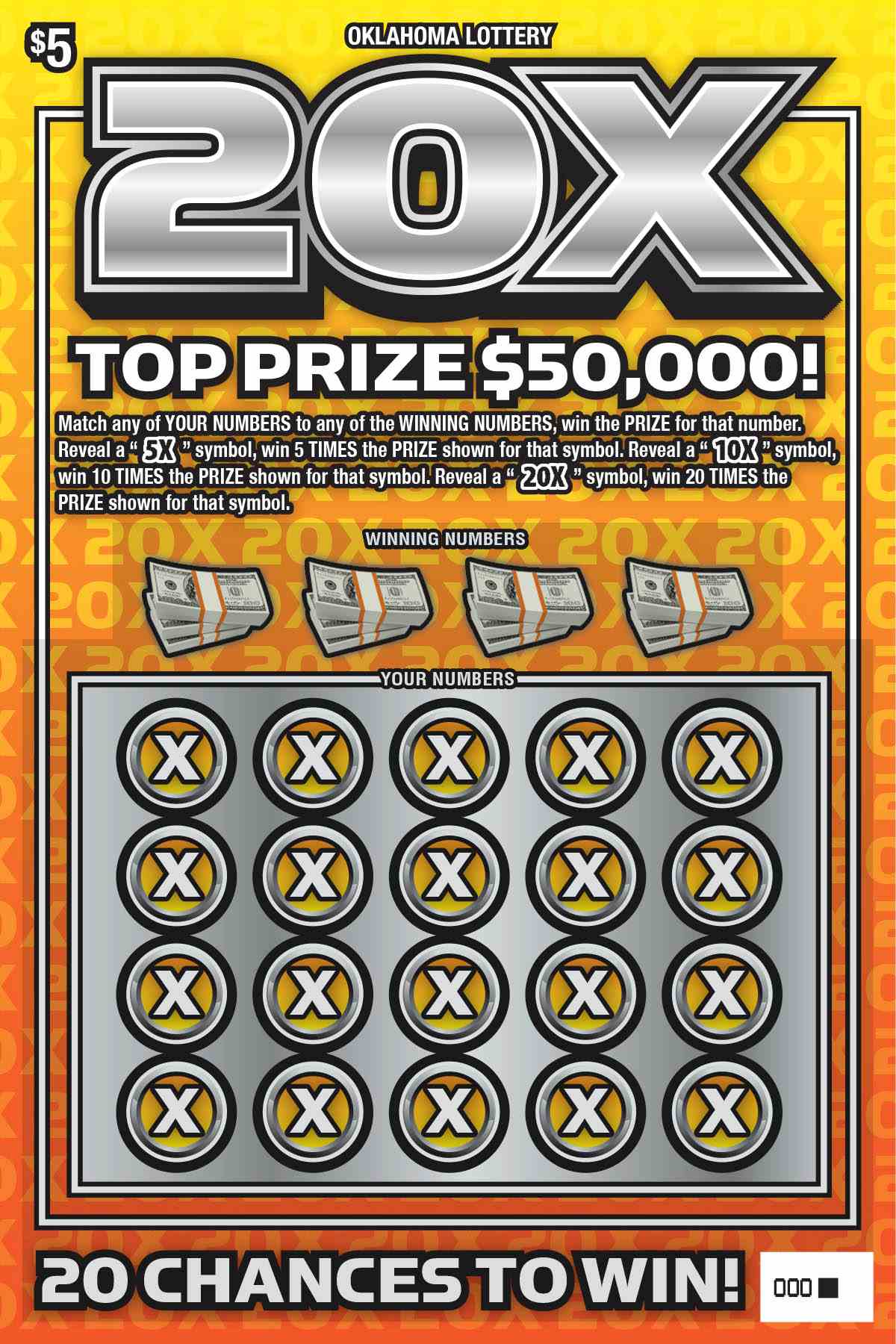 20X scratchcard - game number #748 - front