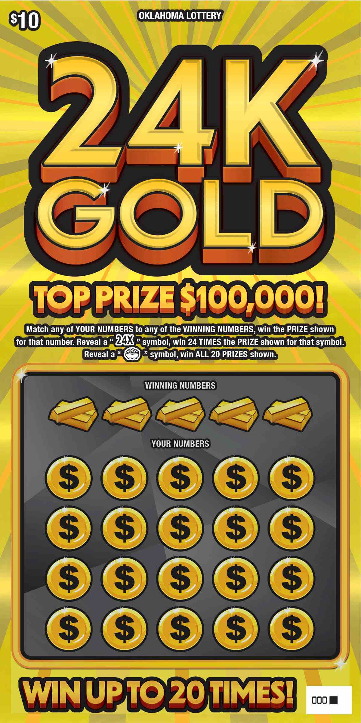 24K Gold scratchcard - game number #855 - front