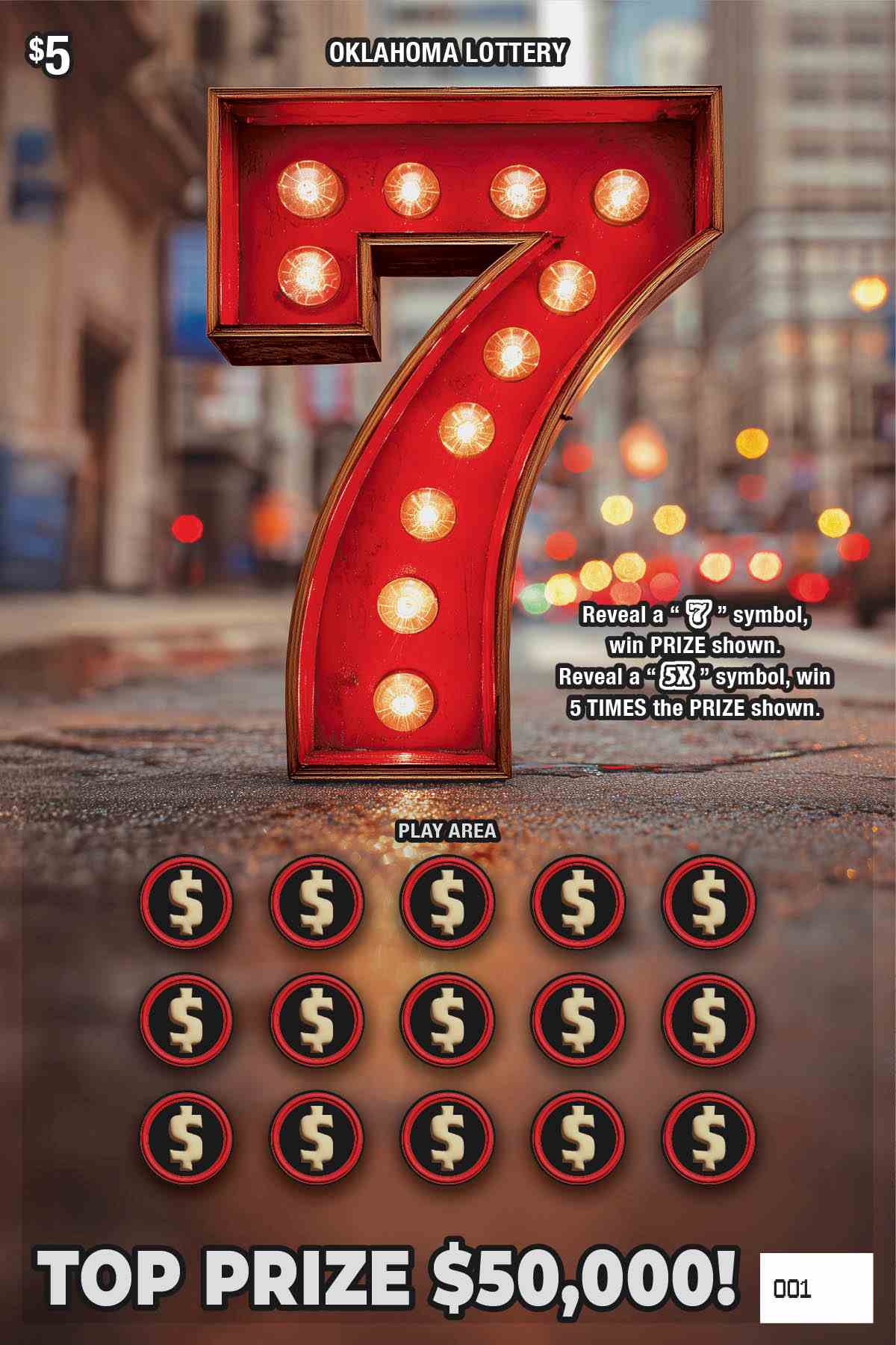 7 scratchcard - game number #833 - front