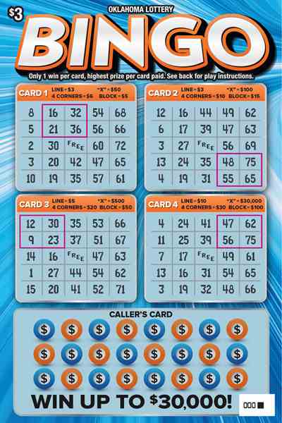 Bingo scratchcard - game number #783 - front