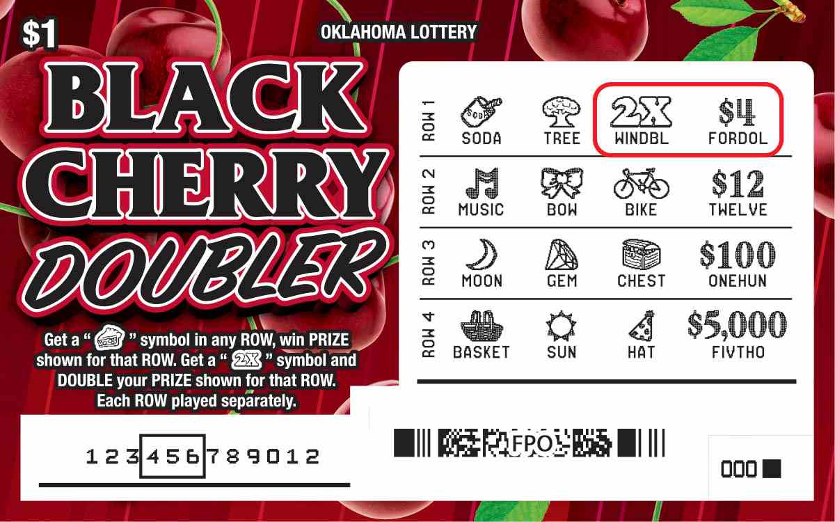 Black Cherry Doubler scratchcard - game number #754 - front-scratched