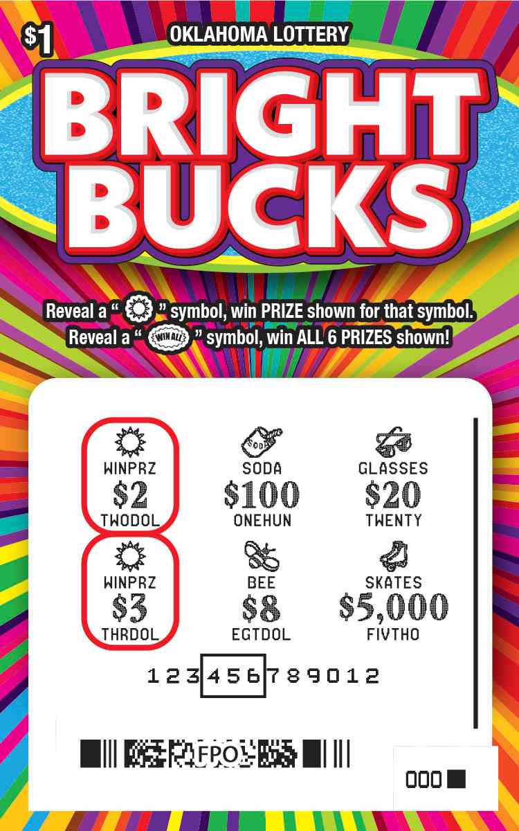 Bright Bucks scratchcard - game number #818 - front-scratched