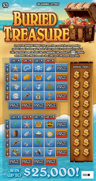 Buried Treasure scratchcard - game number #845 - front