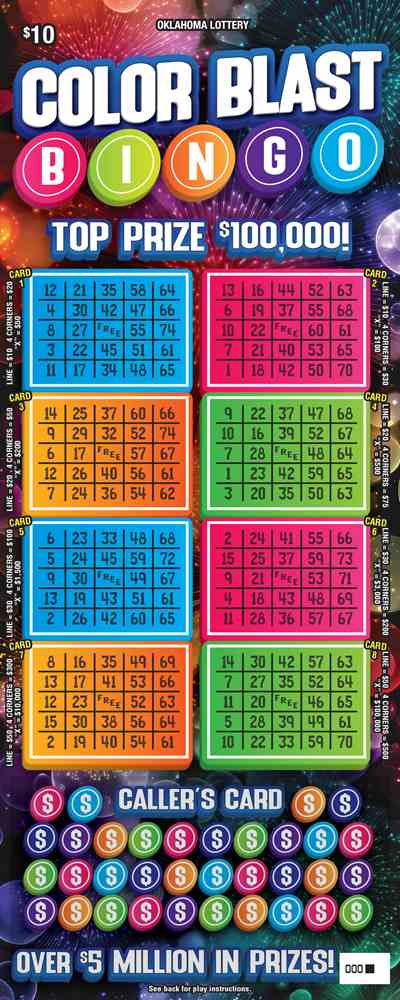 Color Blast Bingo scratchcard - game number #851 - front