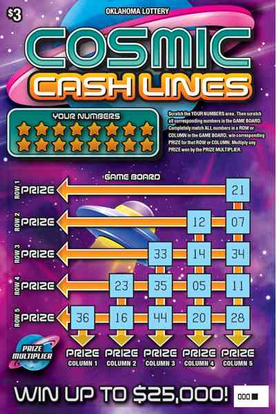 Cosmic Cash Lines scratchcard - game number #758 - front