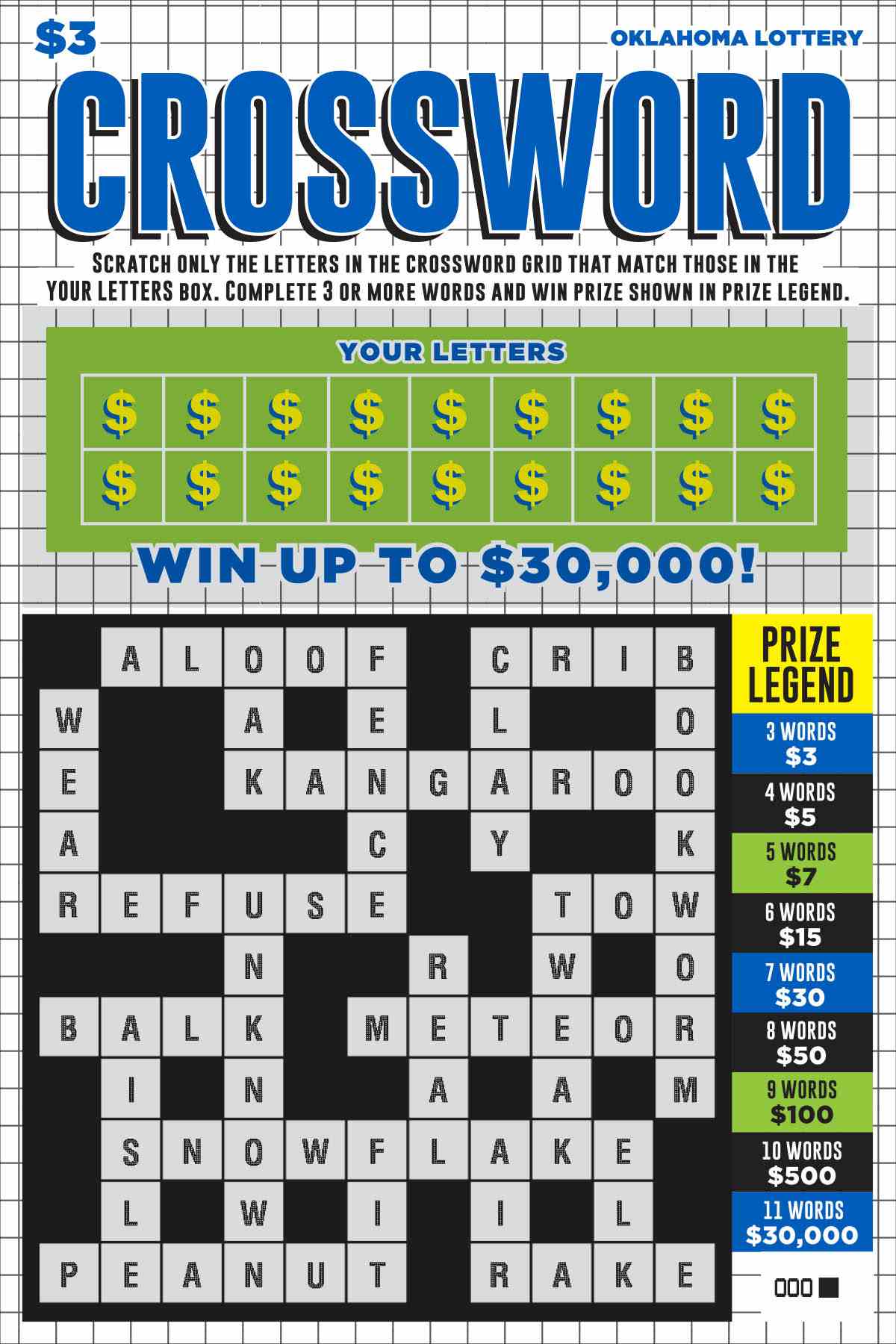 Crossword scratchcard - game number #701 - front