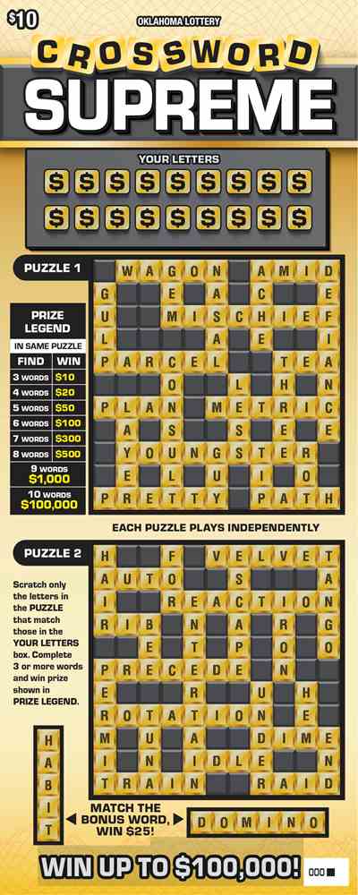 Crossword Supreme scratchcard - game number #774 - front
