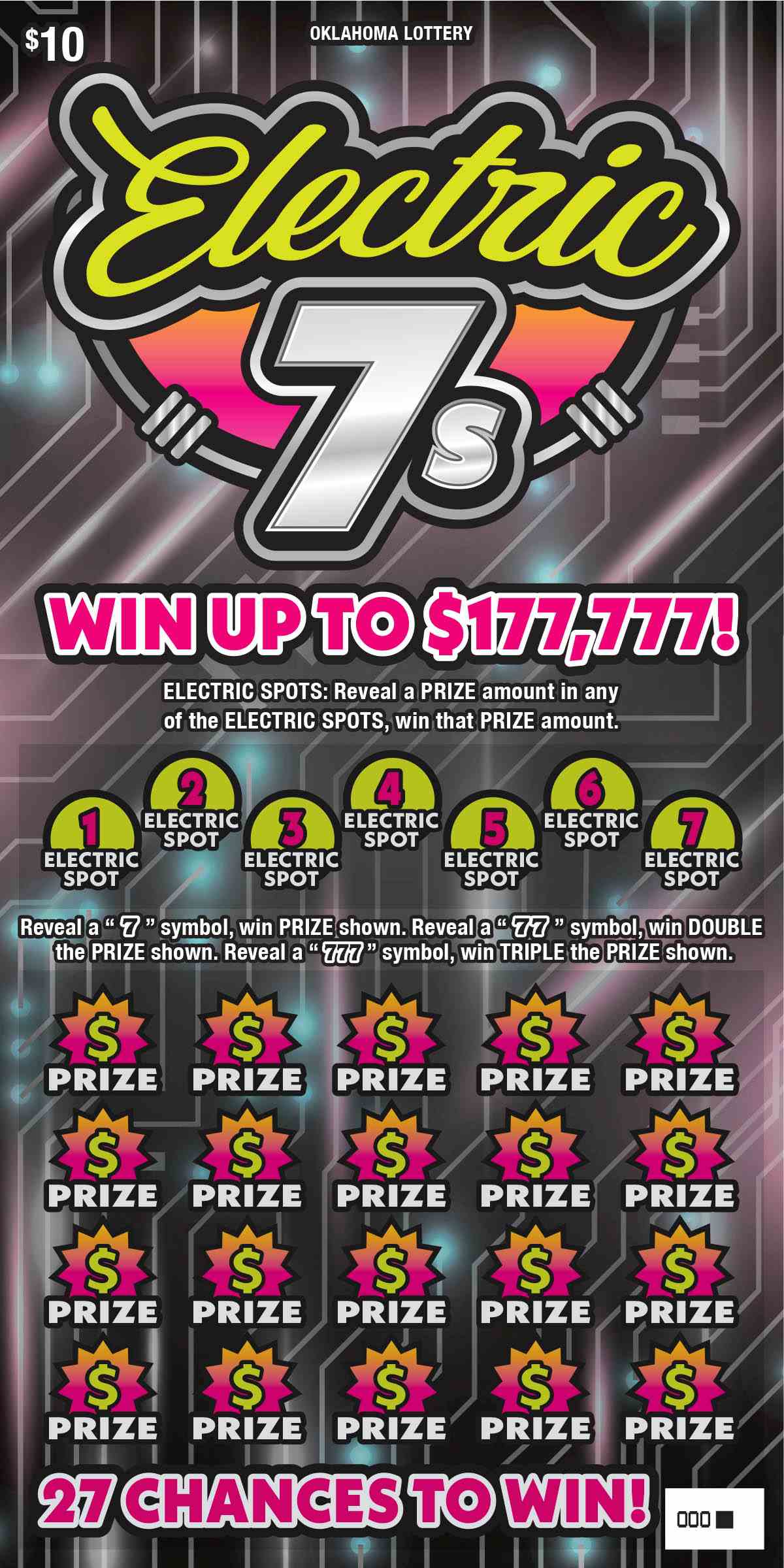 Electric 7S scratchcard - game number #739 - front