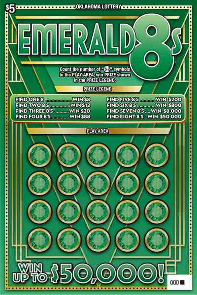 Emerald 8S scratchcard - game number #788 - front