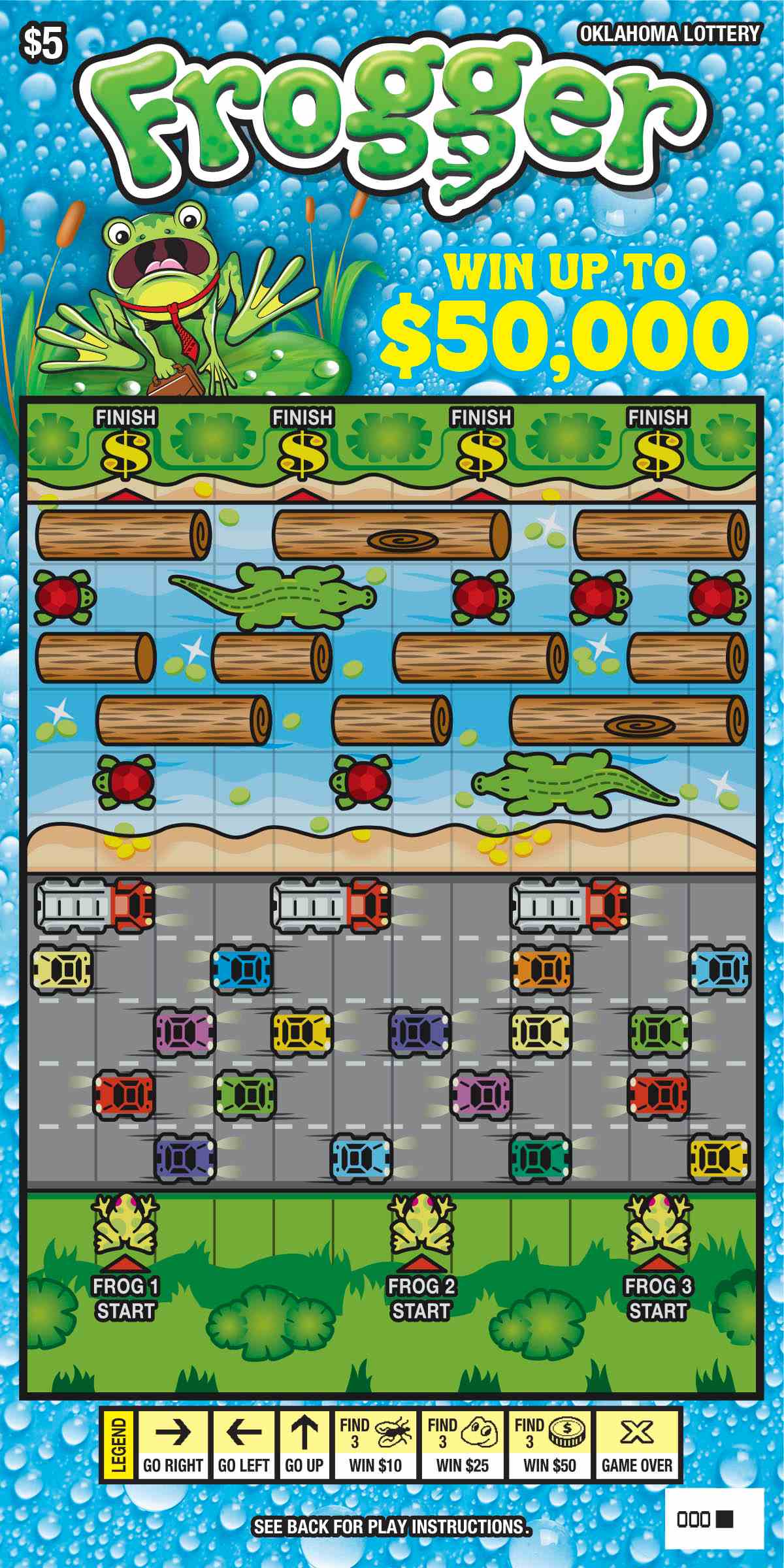 Frogger scratchcard - game number #837 - front