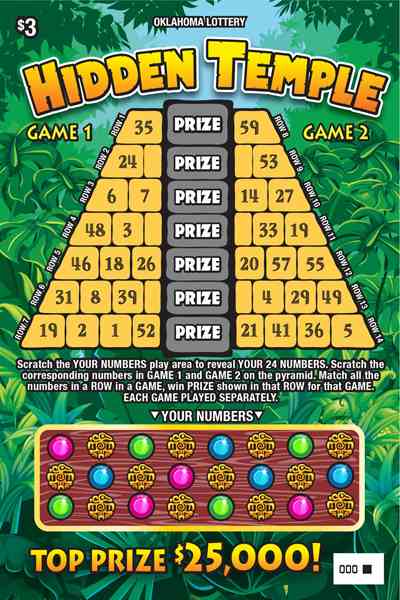 Hidden Temple scratchcard - game number #628 - front