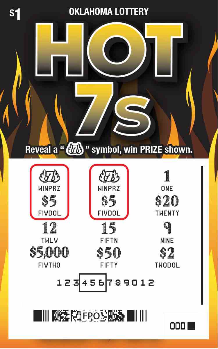 Hot 7S scratchcard - game number #762 - front-scratched