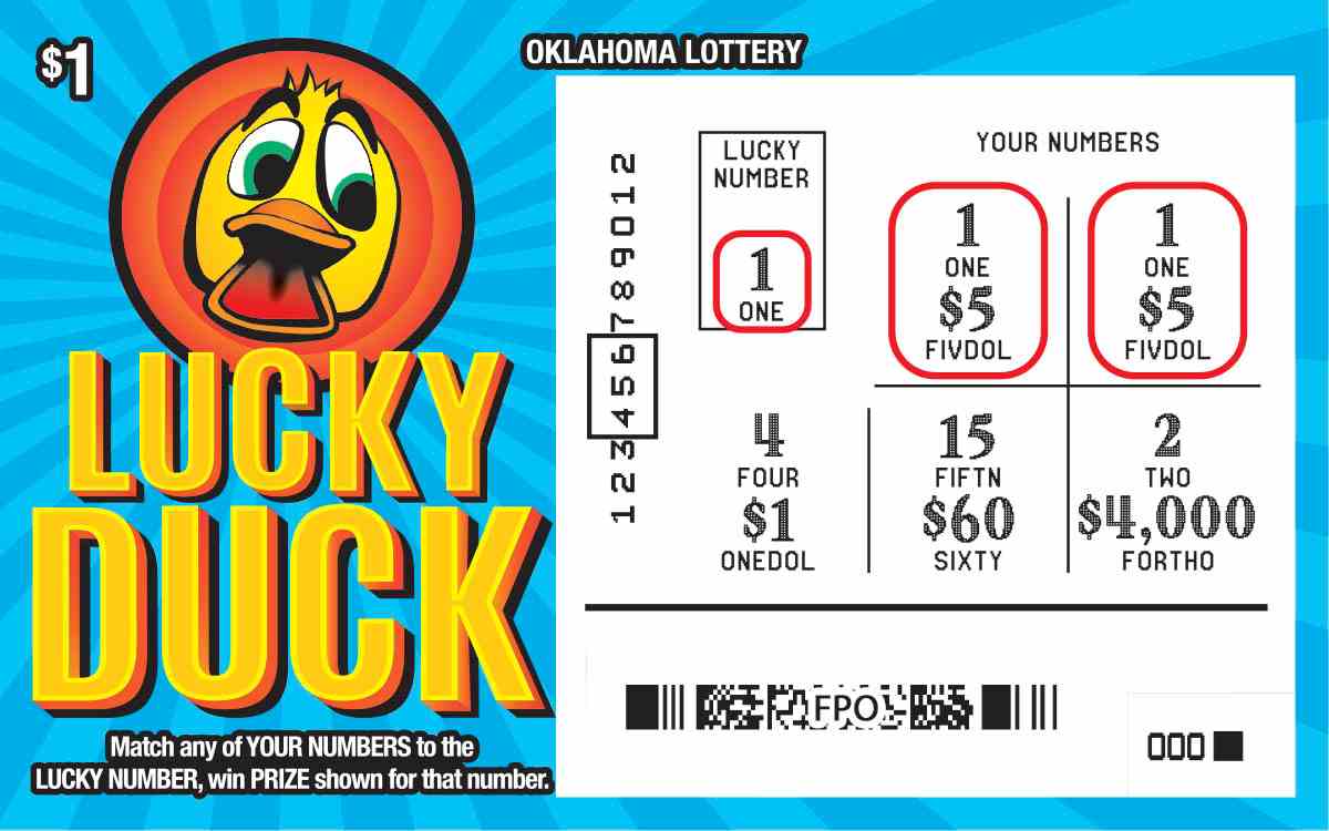 Lucky Duck scratchcard - game number #839 - front-scratched