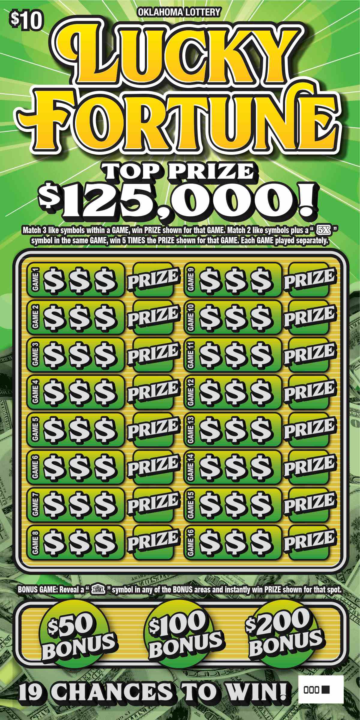 Lucky Fortune scratchcard - game number #757 - front