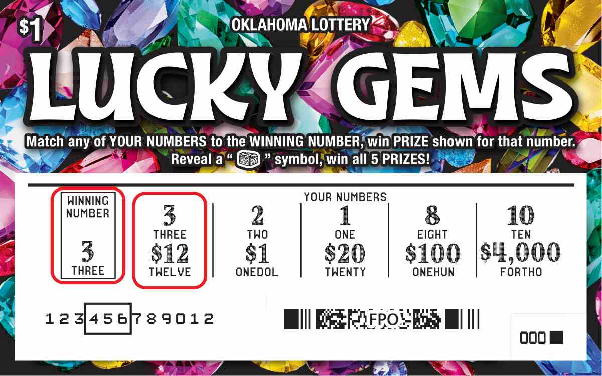 Lucky Gems scratchcard - game number #772 - front-scratched