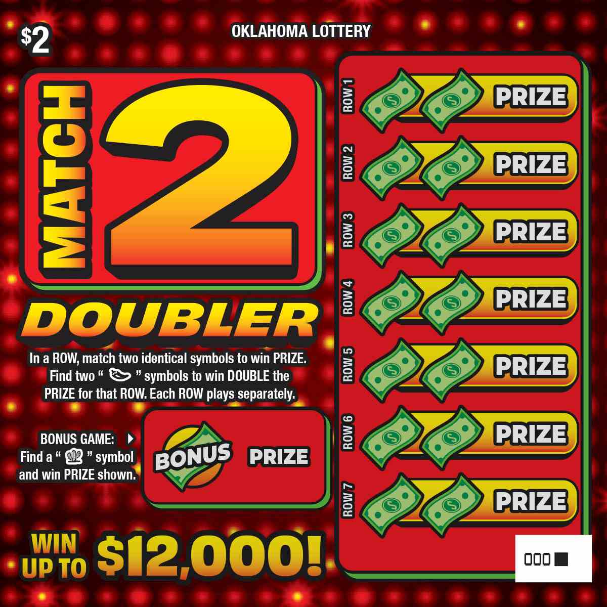 Match 2 Doubler scratchcard - game number #747 - front