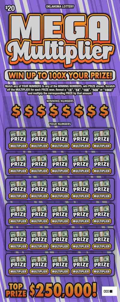 Mega Multiplier scratchcard - game number #740 - front