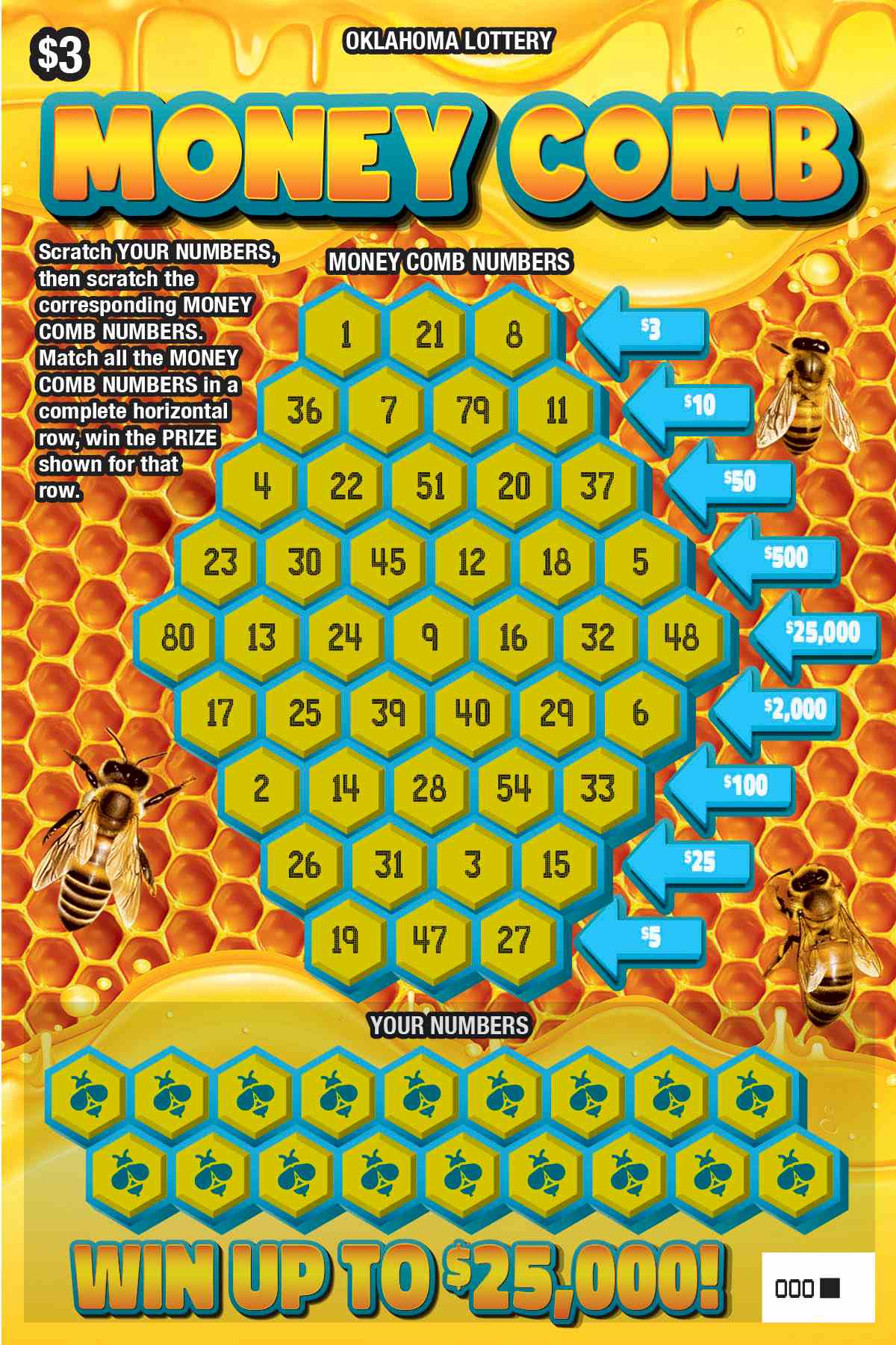 Money Comb scratchcard - game number #832 - front