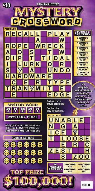 Mystery Crossword scratchcard - game number #806 - front