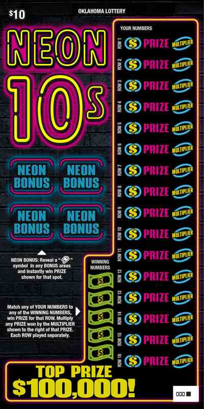 Neon 10S scratchcard - game number #782 - front