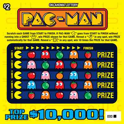 Pac-Man scratchcard - game number #828 - front