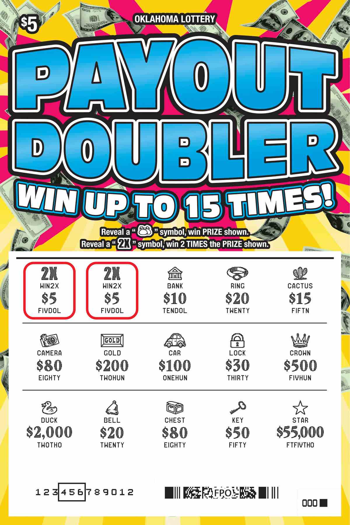 Payout Doubler scratchcard - game number #794 - front-scratched