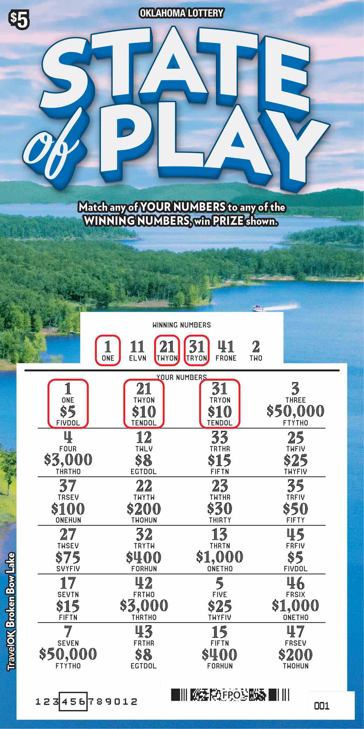 State Of Play scratchcard - game number #791 - front-scratched