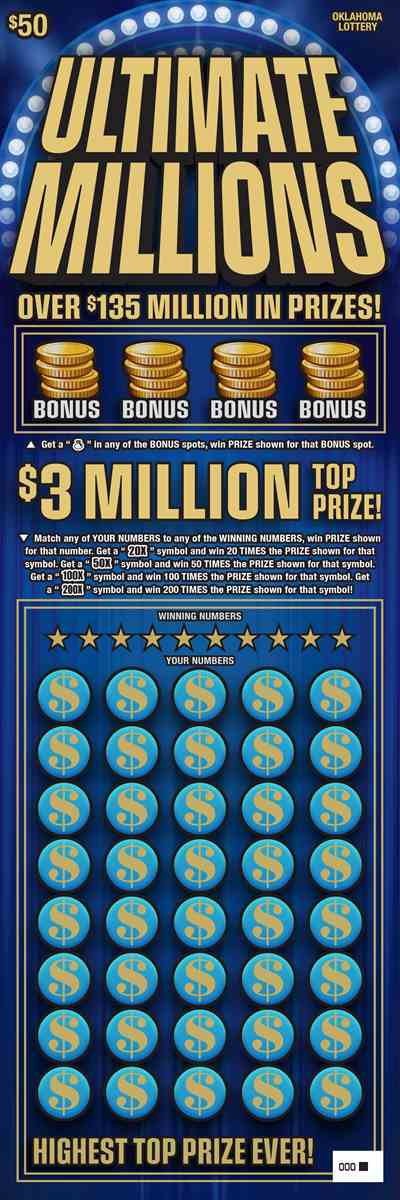 Ultimate Millions scratchcard - game number #637 - front