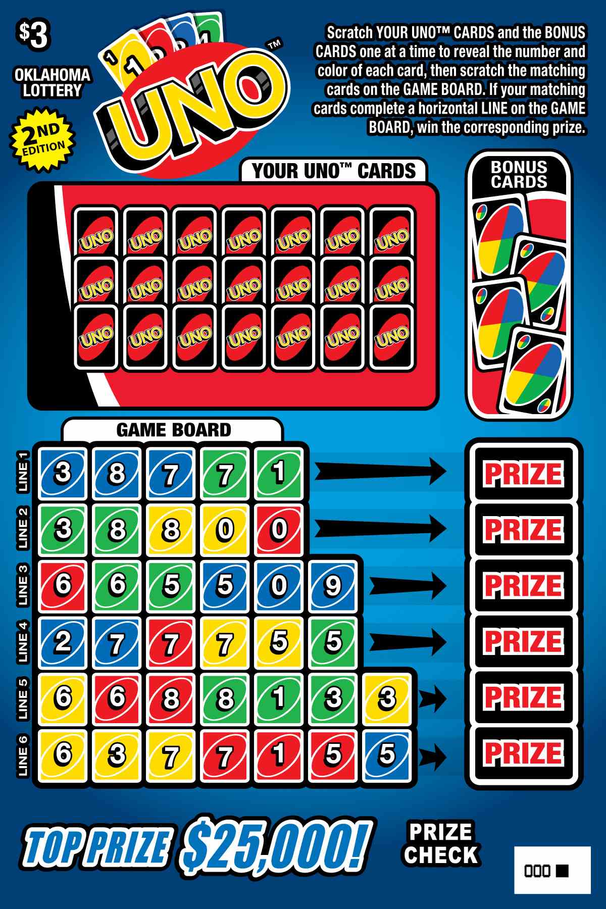 Uno scratchcard - game number #824 - front