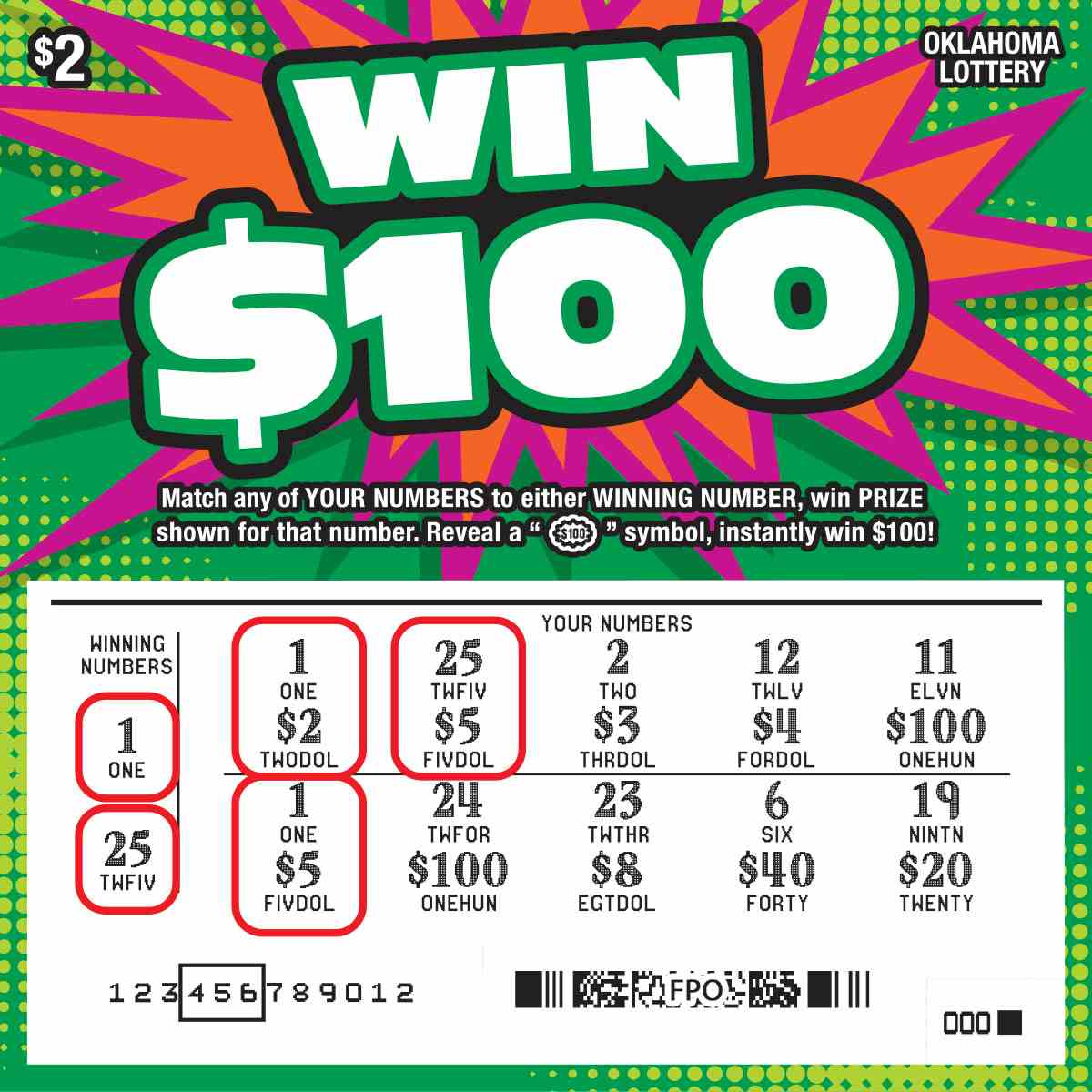 Win $100 scratchcard - game number #860 - front-scratched
