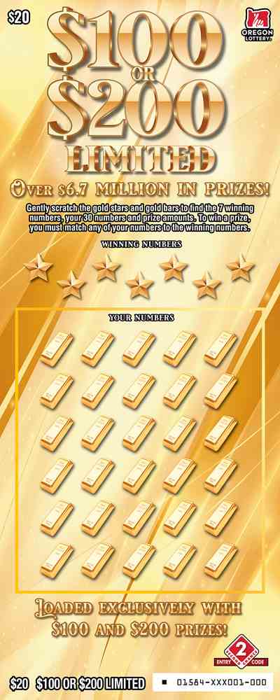 $100 Or $200 Limited scratchcard - game number #1584 - front
