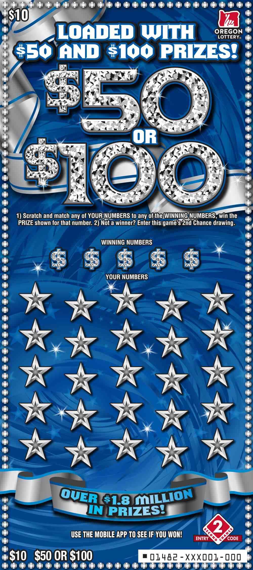 $50 or $100 scratchcard - game number #1482 - front