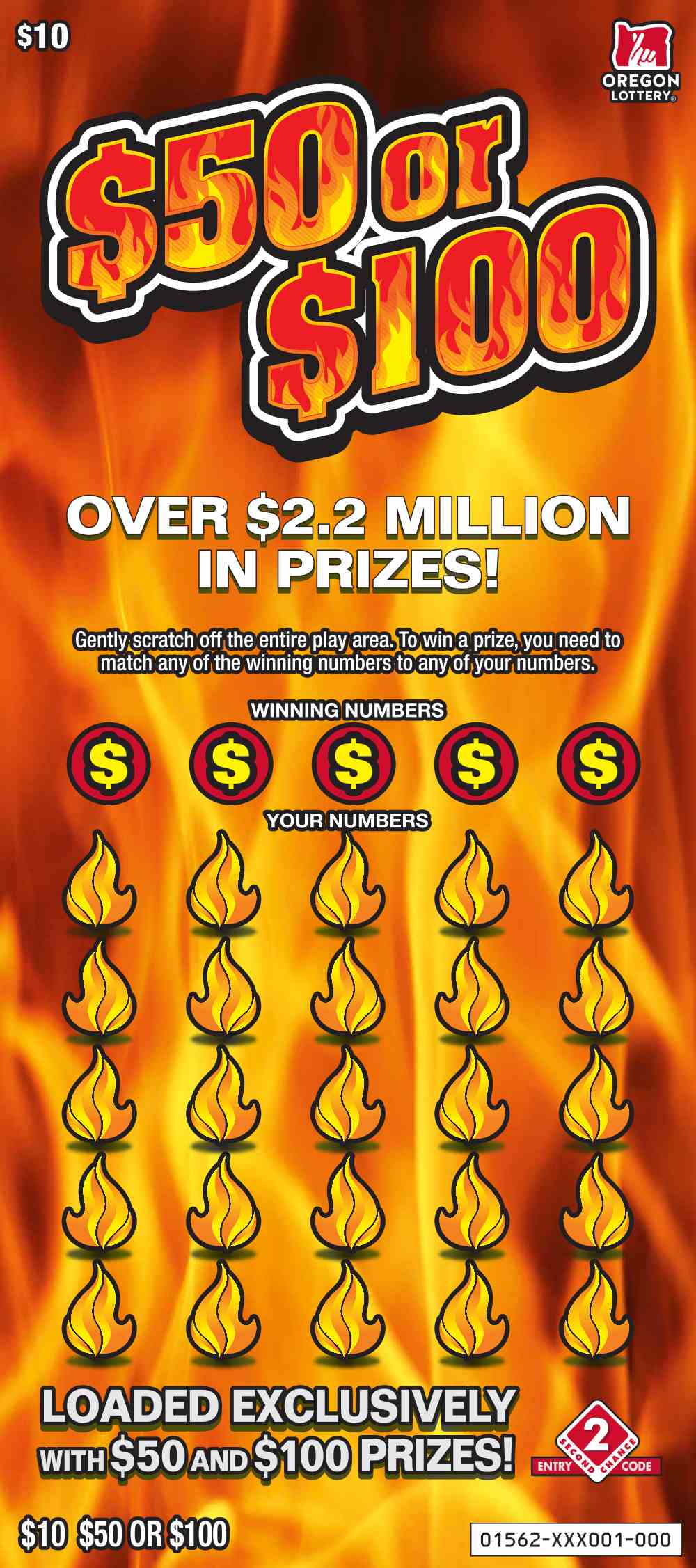 $50 Or $100 scratchcard - game number #1562 - front