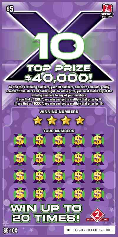 10X scratchcard - game number #1607 - front