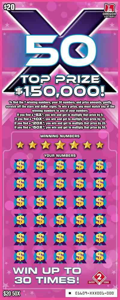 50X scratchcard - game number #1609 - front