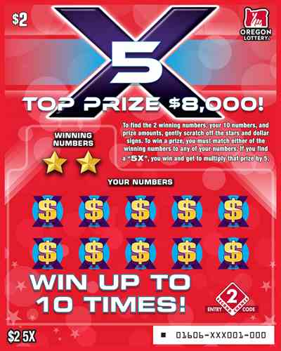 5X scratchcard - game number #1606 - front