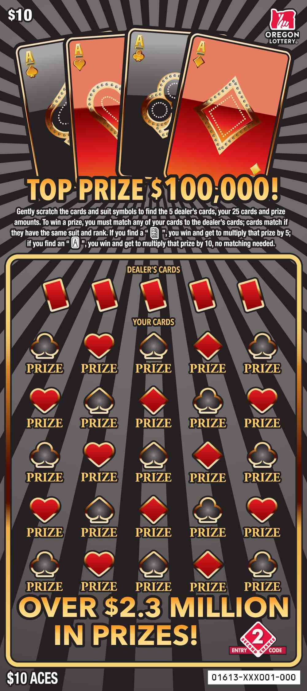 Aces scratchcard - game number #1613 - front