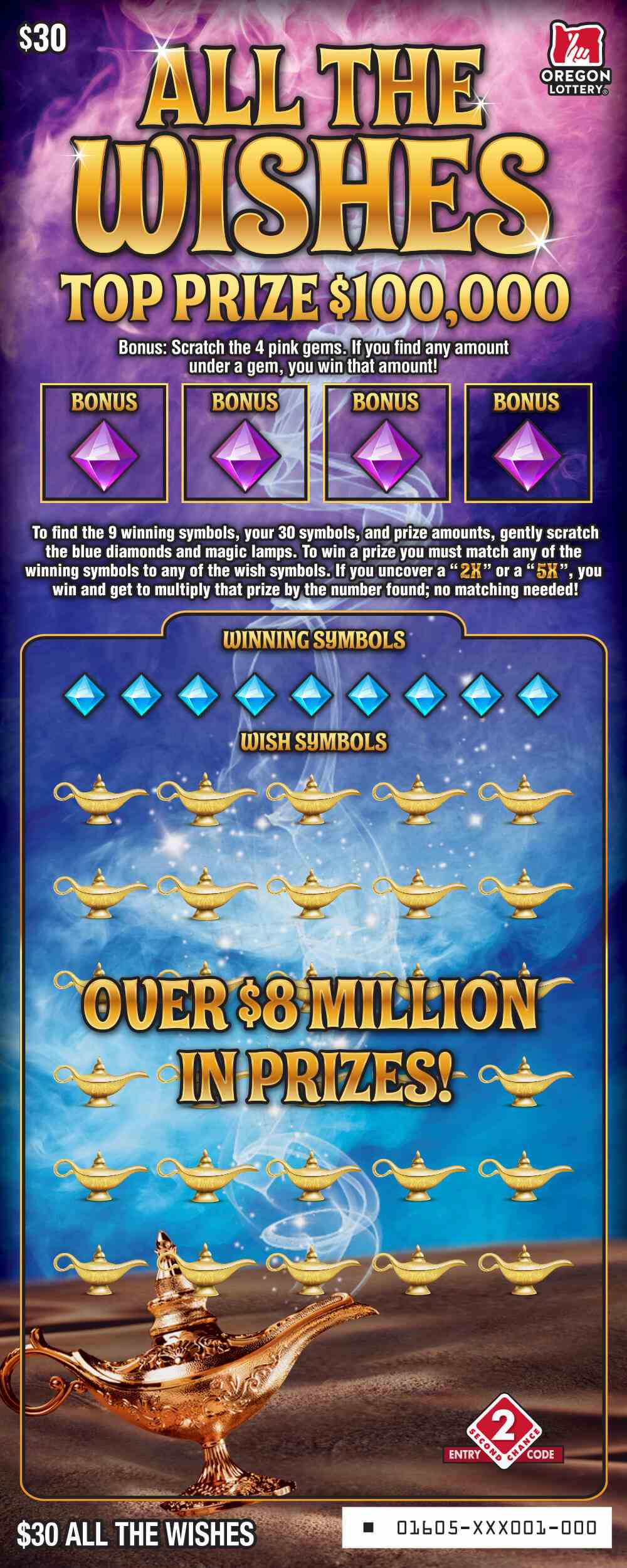 All The Wishes scratchcard - game number #1605 - front