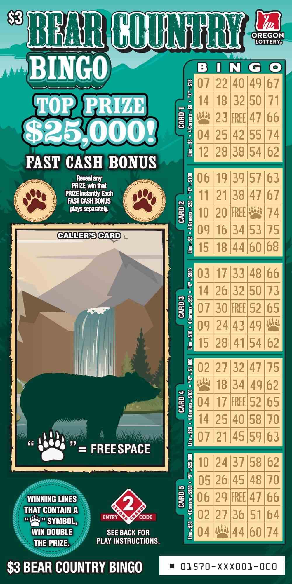 Bear Country Bingo scratchcard - game number #1570 - front