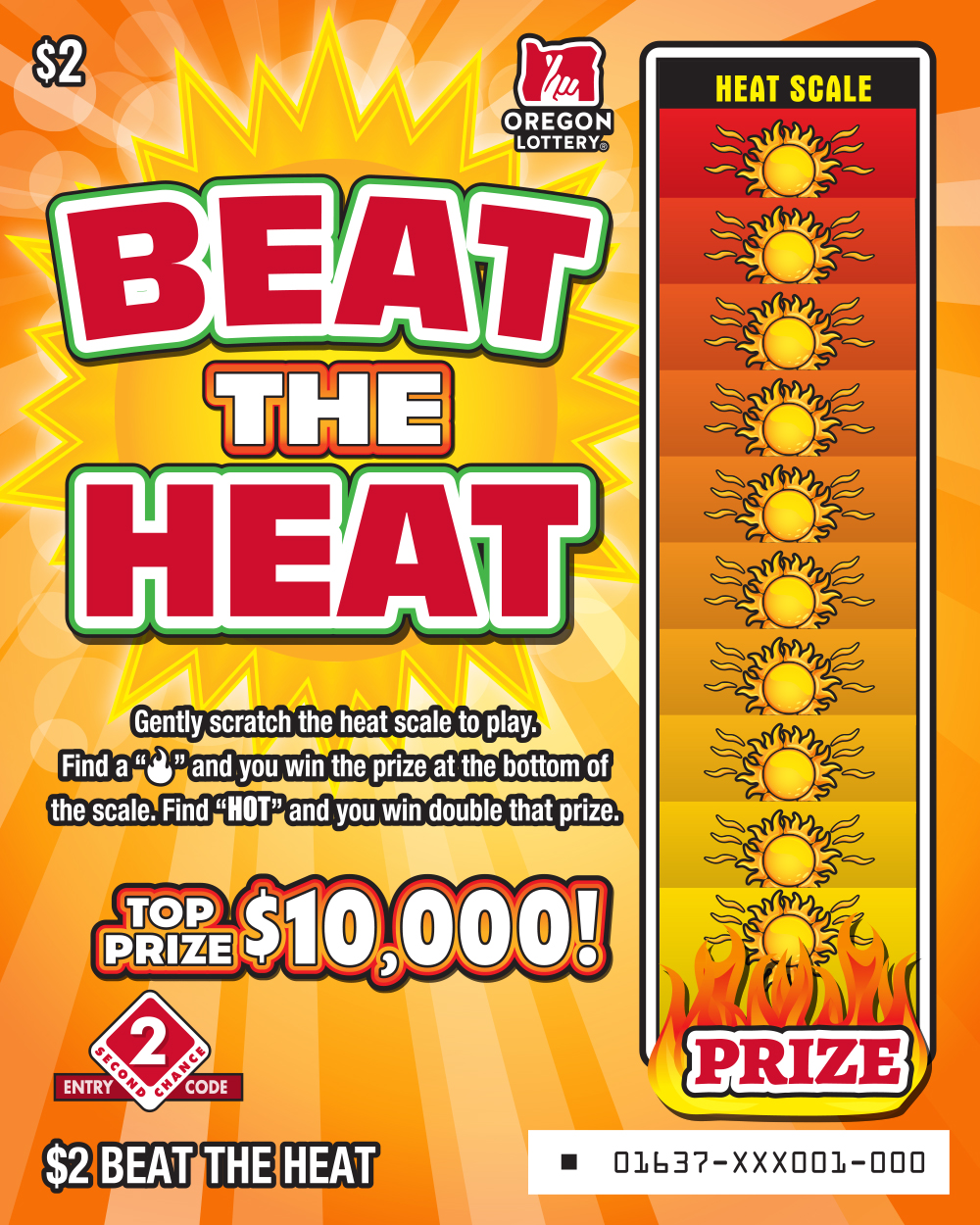 Beat The Heat scratchcard - game number #1637 - front