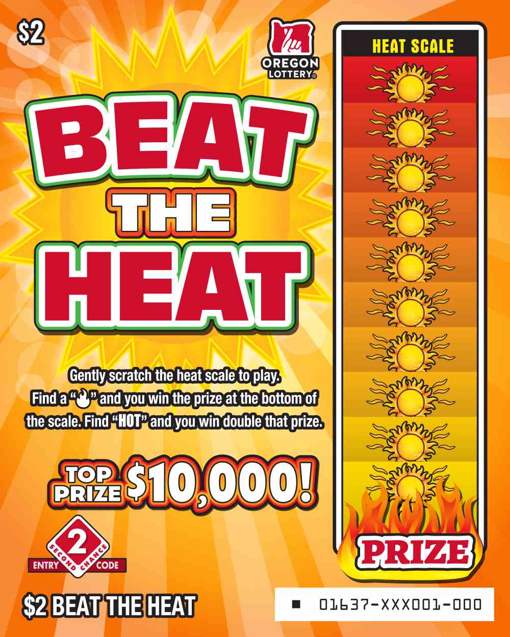 Beat The Heat scratchcard - game number #1637 - front