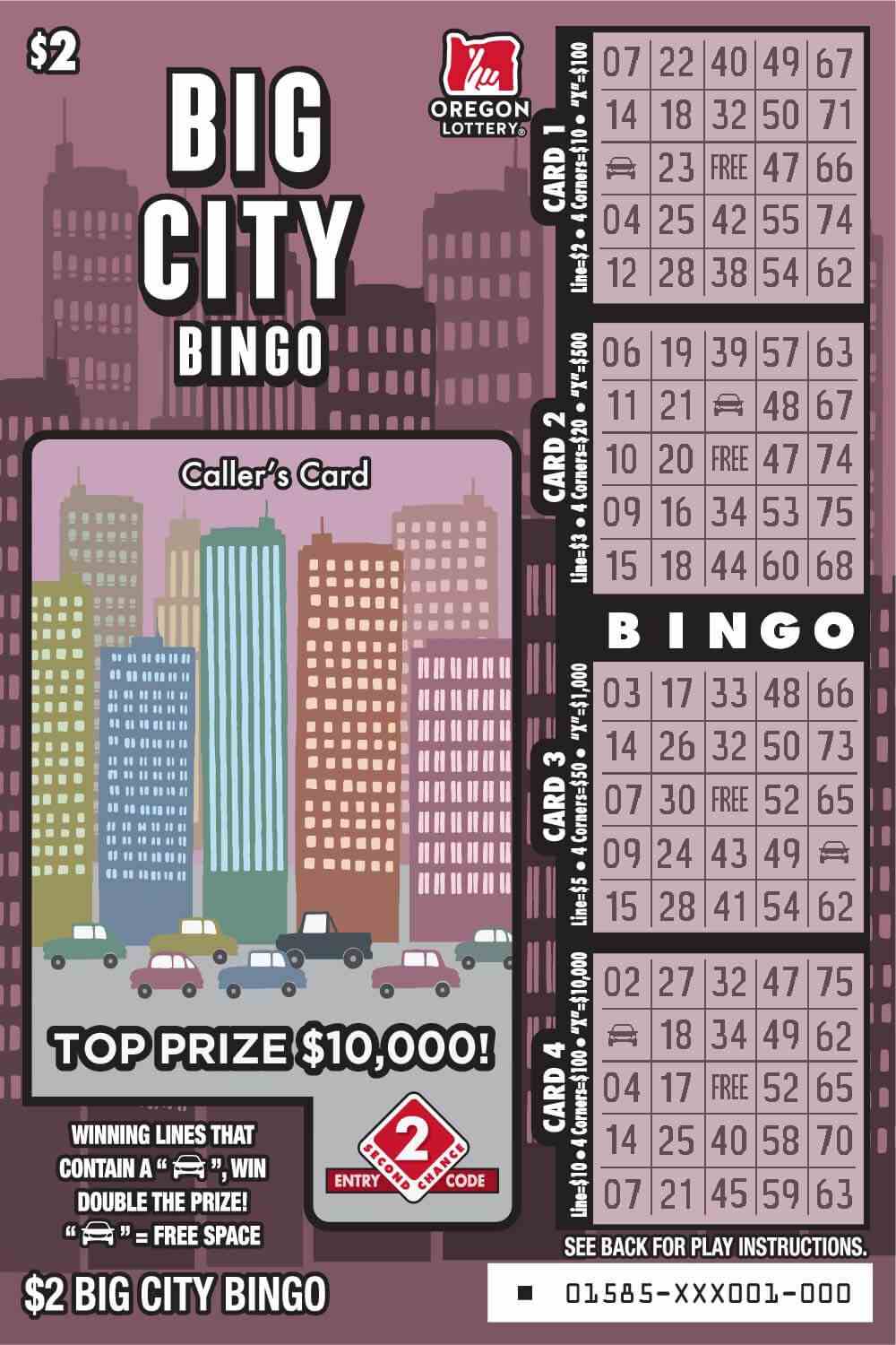 Big City Bingo scratchcard - game number #1585 - front