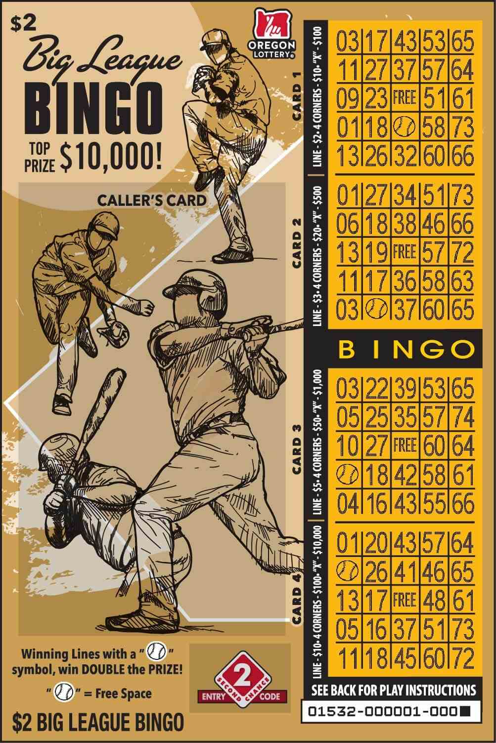 Big League Bingo scratchcard - game number #1532 - front